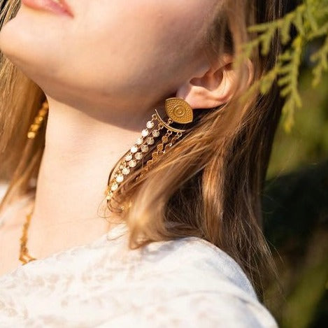 Cleo Evil Eye Tassel Earrings