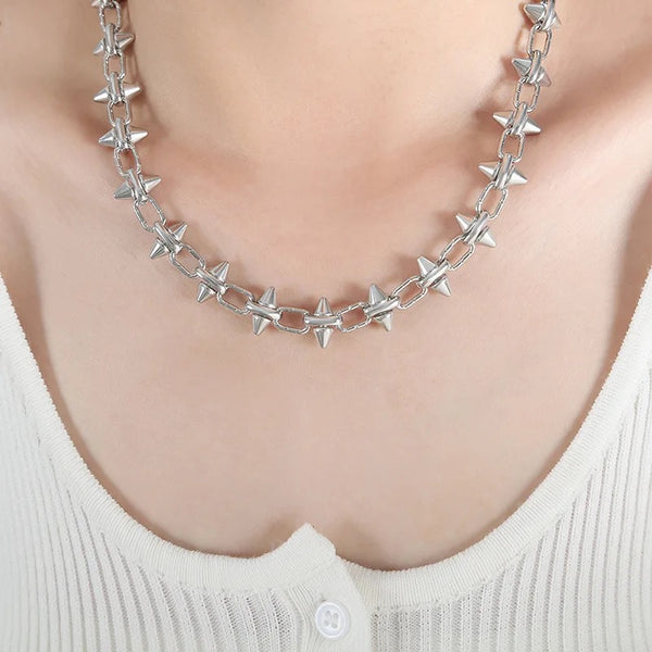 barbie chain necklace in silver by jagged halo jewelry