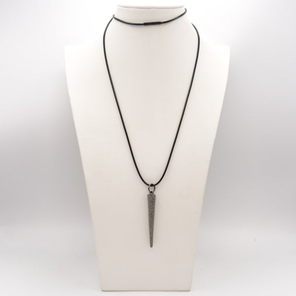 Gunmetal spike pendant necklace shown layered on bust – The Benson Necklace Jagged Halo Jewelry