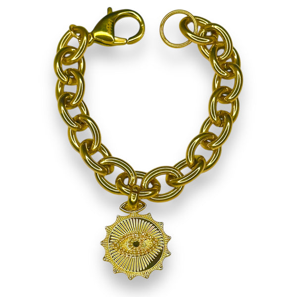 edgy evil eye chunky chain bracelet by jagged halo Jewelry