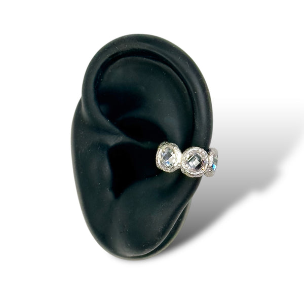 xo ear cuff worn by black ear against white background jagged halo jewelry