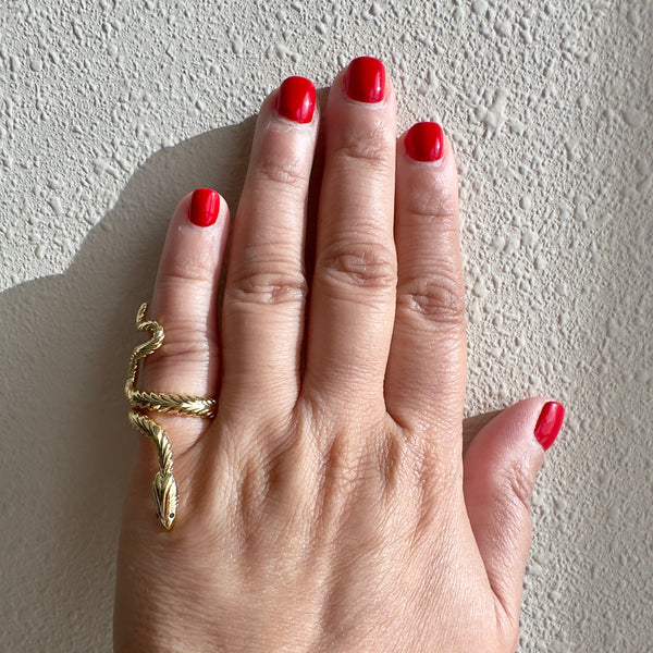 snake serpent ring by jagged halo jewelry