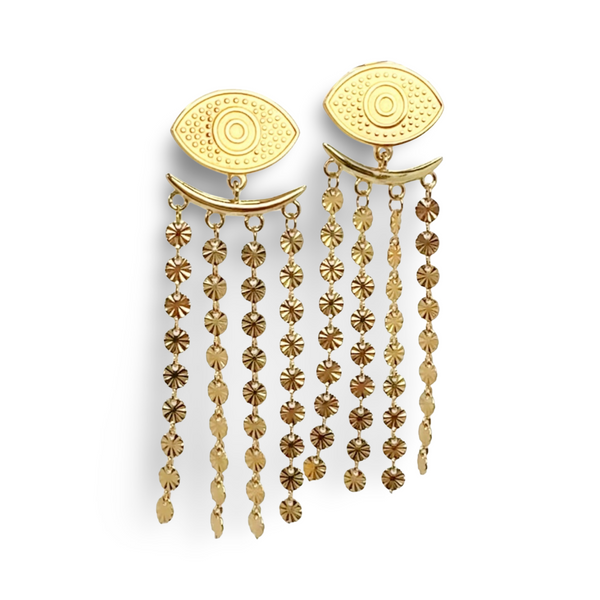 Cleo Evil Eye Tassel Earrings