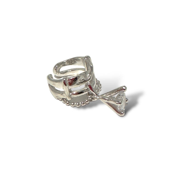 sterling silver ear cuff with diamond drop by jagged halo jewelry