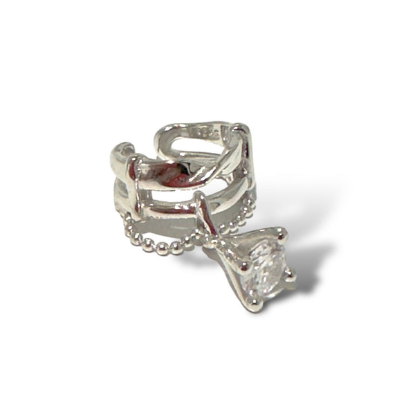sterling silver ear cuff with diamond drop by jagged halo jewelry