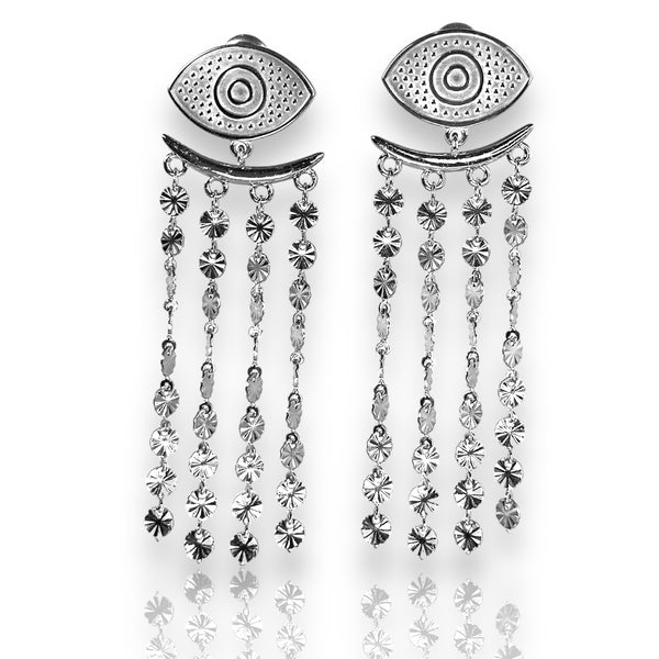 Cleo Evil Eye Tassel Earrings