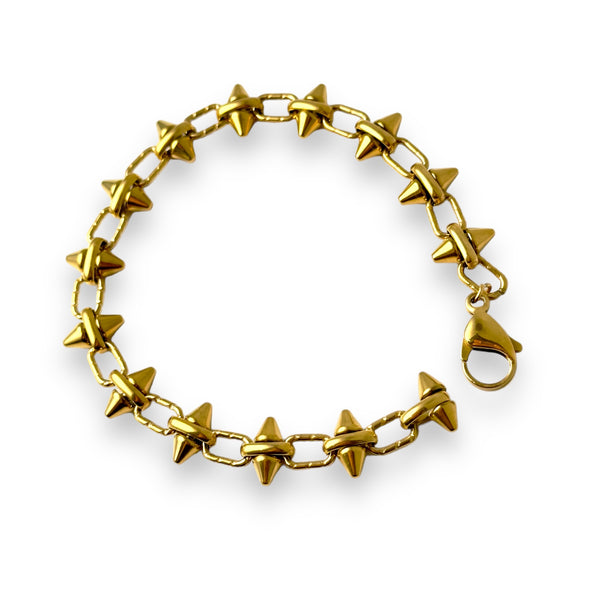 Yellow Gold plated stainless steel chain double spike chain