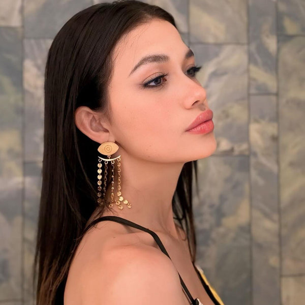 Cleo Evil Eye Tassel Earrings