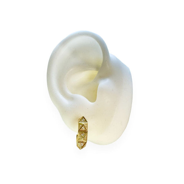 Ayla Mini Hoop Earrings Earrings Jagged Halo Yellow Gold Plated