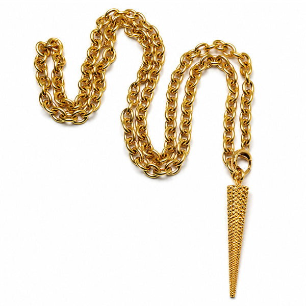 artemis spike pendant adjustable necklace in yellow gold by jagged halo jewelry
