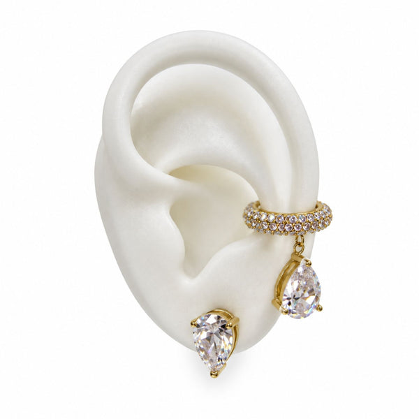 Bombshell Pear-Shaped CZ Drop Ear Cuff