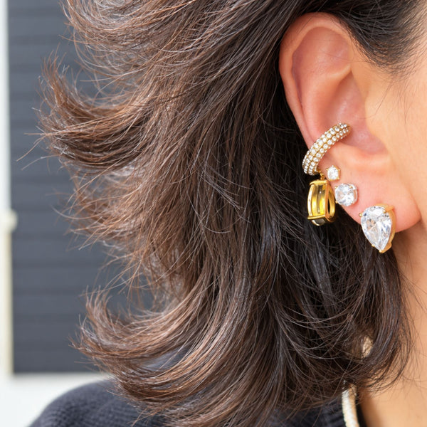 Bombshell Pear-Shaped CZ Drop Ear Cuff