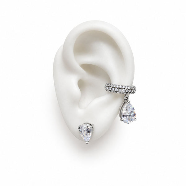 Bombshell Pear-Shaped CZ Drop Ear Cuff