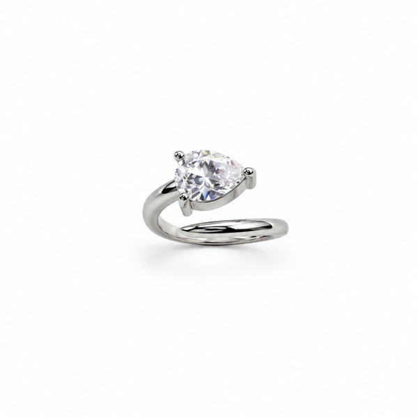 Bombshell pear-shaped CZ adjustable pinky ring by Jagged Halo Jewelry