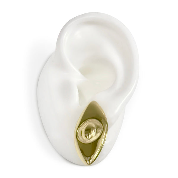 Seer Earrings Jagged Halo Yellow Gold Plated