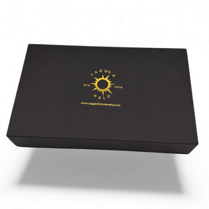 Jagged Halo 12-Day Jewelry Advent Calendar Box in Black with Gold Logo
