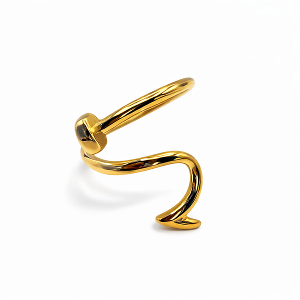Gold nail ring juste clou ring on a white background