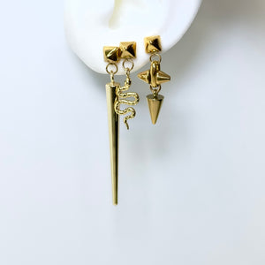 jagged Halo jewelry ear stack long spike, barbie asymmetrical and serpentine dangles