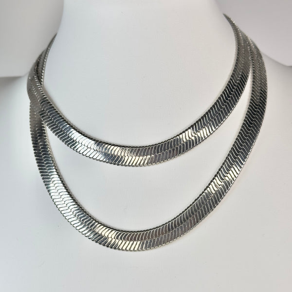 buttery herringbone snake chain necklace by jagged halo jewelry