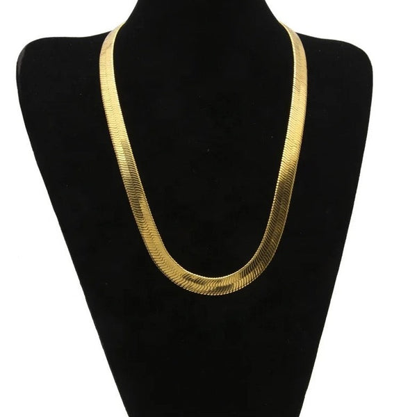 buttery herringbone snake chain necklace by jagged halo jewelry
