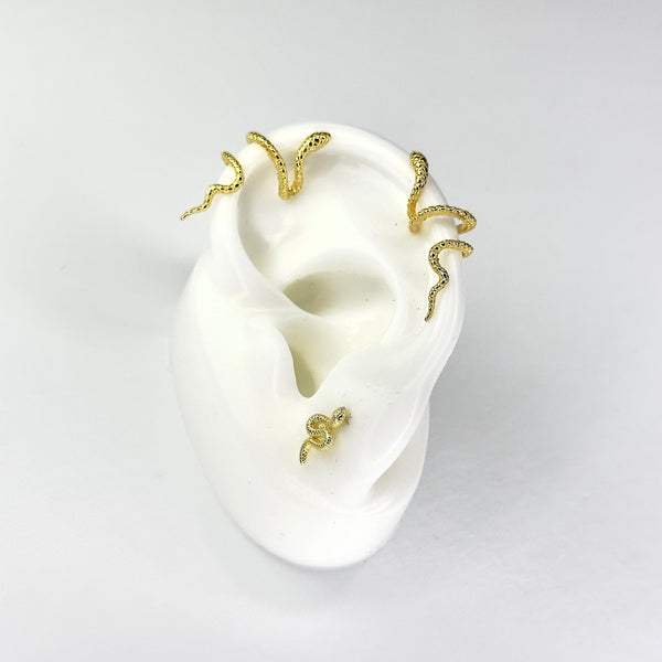 mini sterling silver snake stud earrings by jagged halo jewelry 