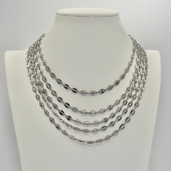 whit gold stainless steel mariner link layered necklace 