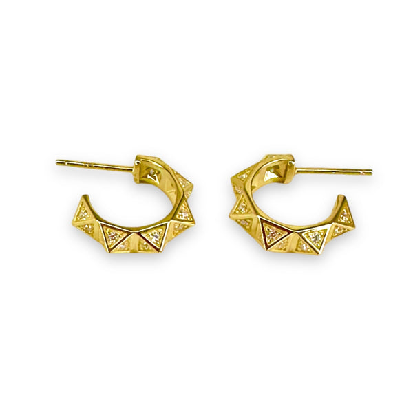 Ayla Mini Hoop Earrings Earrings Jagged Halo Yellow Gold Plated