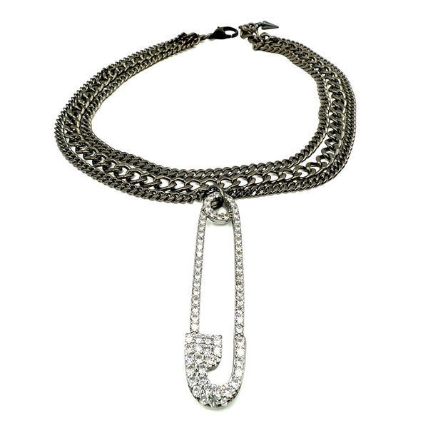Pin Up Safety Pin Layered Necklace