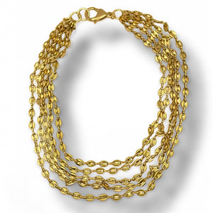 5-strand mariner link chain necklace in yellow gold