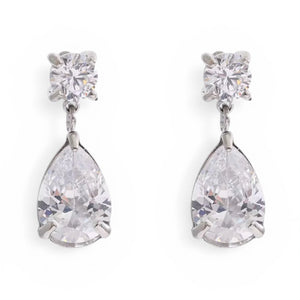 Pair of diamond earrings on a white background