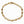 Gold bracelet with decorative links on a white background