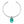 Silver necklace with a turquoise pendant on a white background