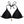 Black bikini top with tie straps and a gold charm on a white background