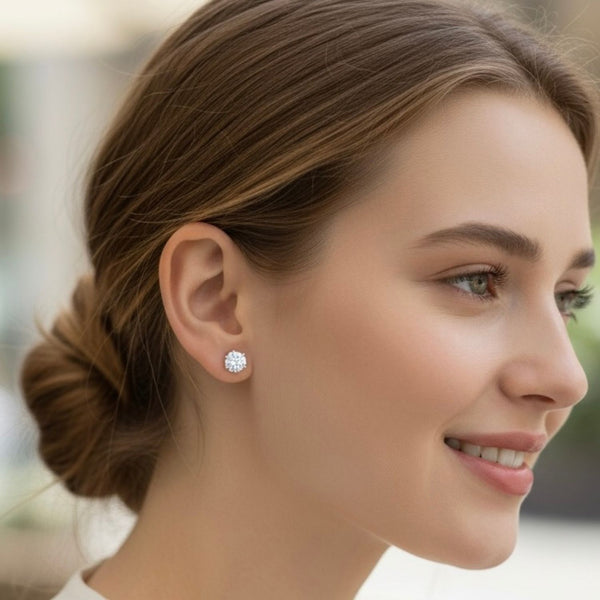 Diamond Claw Stud Earrings