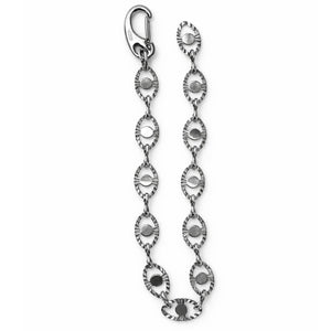 Silver chain with eye design on a white background