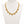 Gold chain necklace with spike-like attachments on a mannequin bust.