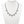 Silver chain necklace with spike-like pendants on a mannequin bust.