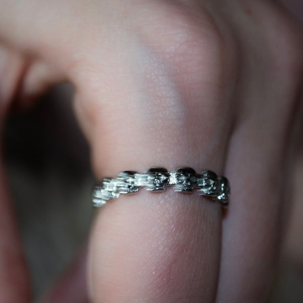eternity skull ring by jagged halo jewelry