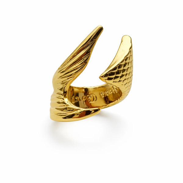 mermaid ring with scakes and fin by jagged halo jewelry 