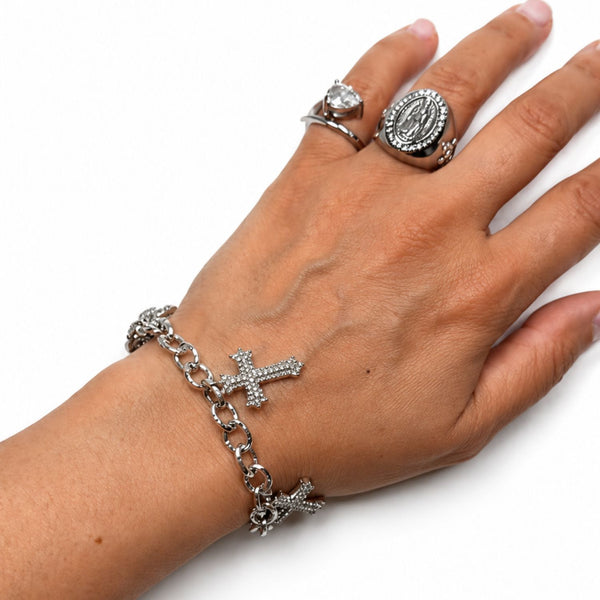 Trinity Cross Charm Bracelet