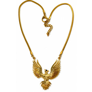 gold filled golden phoenix pendant necklace by jagged halo jewelry