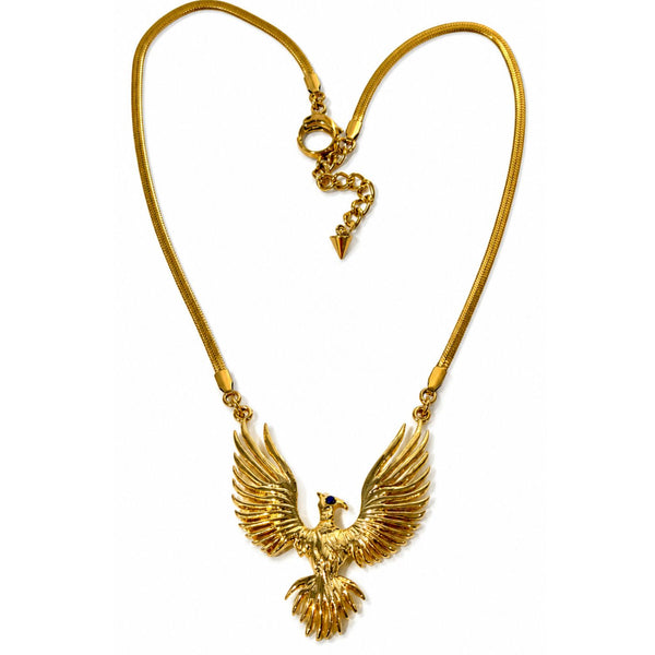 gold filled golden phoenix pendant necklace by jagged halo jewelry