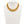 A gold multi-strand chain necklace displayed on a white jewelry bust against a white background.