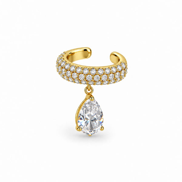 pear shaped cz drop ear cuff by jagged halo jewlery 