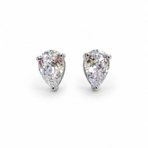 Bombshell pear-shaped CZ stud earrings by Jagged Halo Jewelry