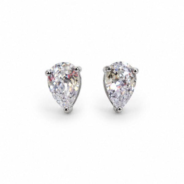 Bombshell pear-shaped CZ stud earrings by Jagged Halo Jewelry