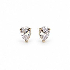 Bombshell pear-shaped CZ stud earrings by Jagged Halo Jewelry