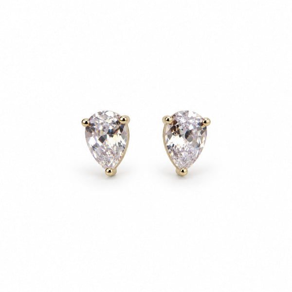 Bombshell pear-shaped CZ stud earrings by Jagged Halo Jewelry