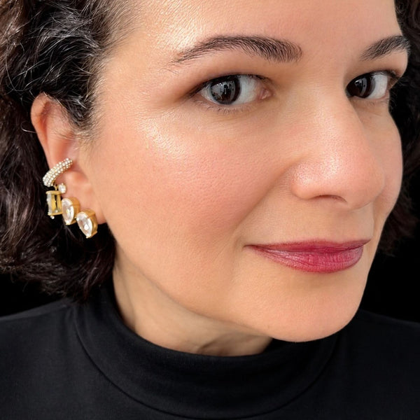 Bombshell pear-shaped CZ stud earrings by Jagged Halo Jewelry