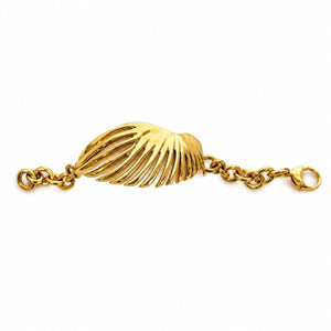 A gold-plated wing charm bracelet with a lobster clasp, shown against a plain white background.